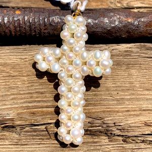 14k Gold & Pearl Cross